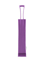 A purple accordion-style silicone trivet inspired by the TRUNK PLEATS BAG 12 from me ISSEY MIYAKE, featuring a distinctive top handle for easy grip and parallel pleats reminiscent of the bag’s iconic design. Its vivid color and a small white side tag complete the stylish, functional look—perfect for holding hot pots or pans. - PURPLE （no.81）