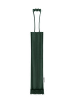 The TRUNK PLEATS BAG 12 by me ISSEY MIYAKE in dark green features vivid color variations, vertical ribbing, a unique top handle loop, and a side fabric tag, shown isolated on a white background. - DARK GREEN （no.94）