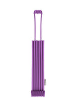 The TRUNK PLEATS BAG 12 by me ISSEY MIYAKE is a mini tote in vivid purple with vertical accordion-style pleats, a rectangular silhouette, matching double-loop handles, and a small white tag near the bottom. - PURPLE （no.81）