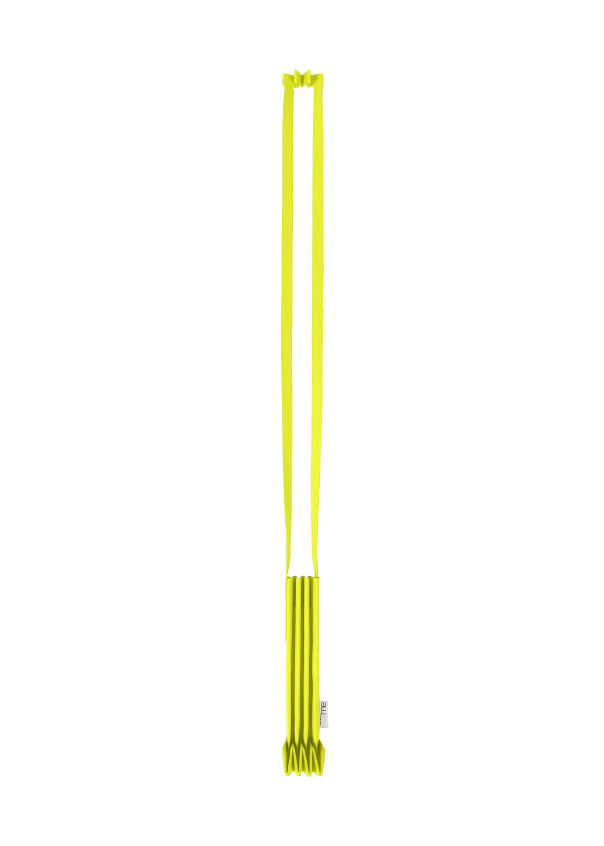 A pair of long, bright yellow dinner candles with a modern design, joined at the wicks and set against a white background—ideal to accent any TRUNK PLEATS BAG 12 by me ISSEY MIYAKE or enhance your decor with contemporary flair. view 3 of 9