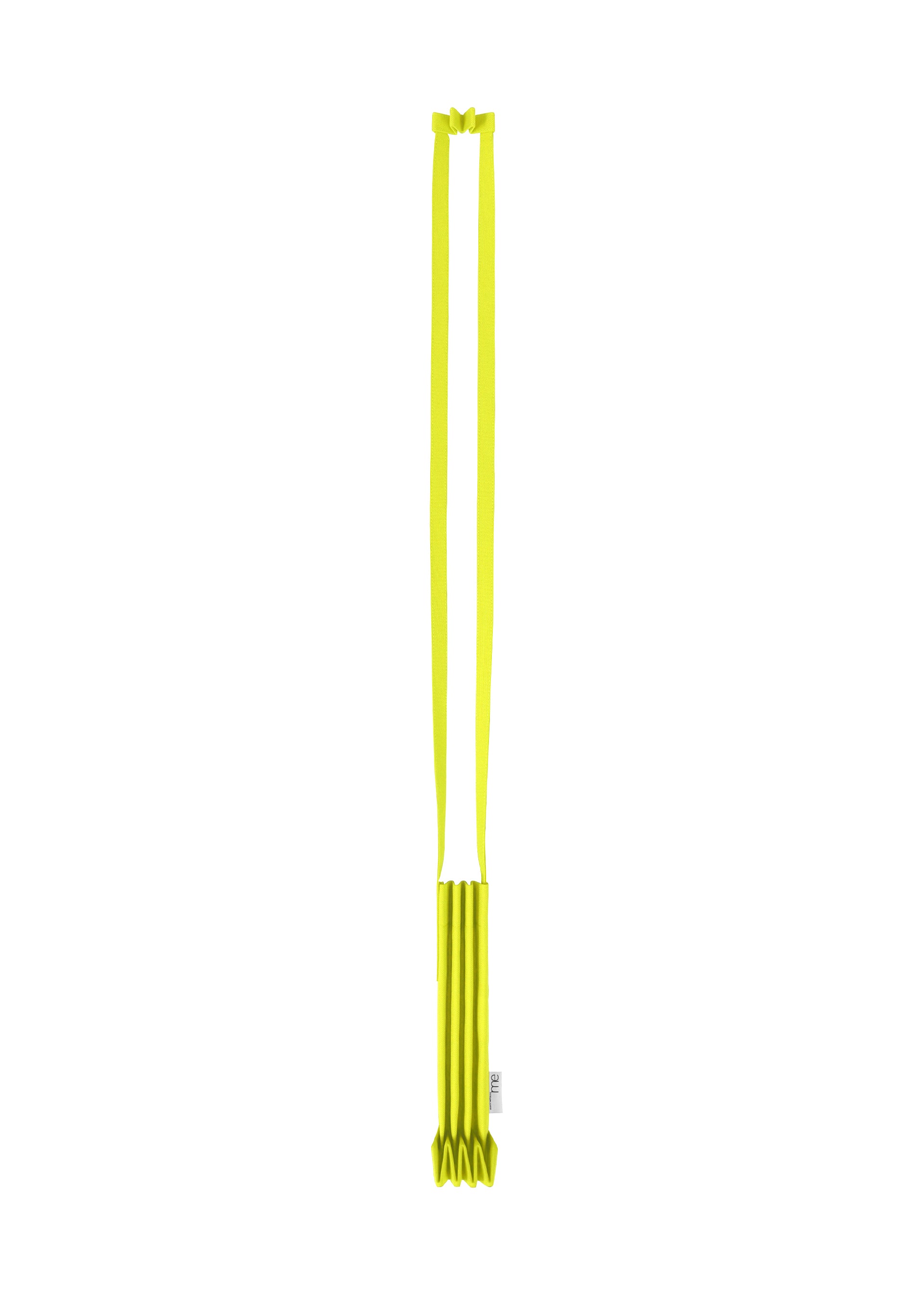 Zoomed view A pair of long, bright yellow dinner candles with a modern design, joined at the wicks and set against a white background—ideal to accent any TRUNK PLEATS BAG 12 by me ISSEY MIYAKE or enhance your decor with contemporary flair. - LIME YELLOW （no.51）