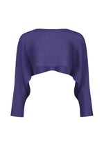 The me ISSEY MIYAKE DOLMAN STRETCH PLEATS 1 is a purple sweater featuring dolman sleeves and subtle stretch pleats, shown on a white background. - COBALT BLUE （no.74）