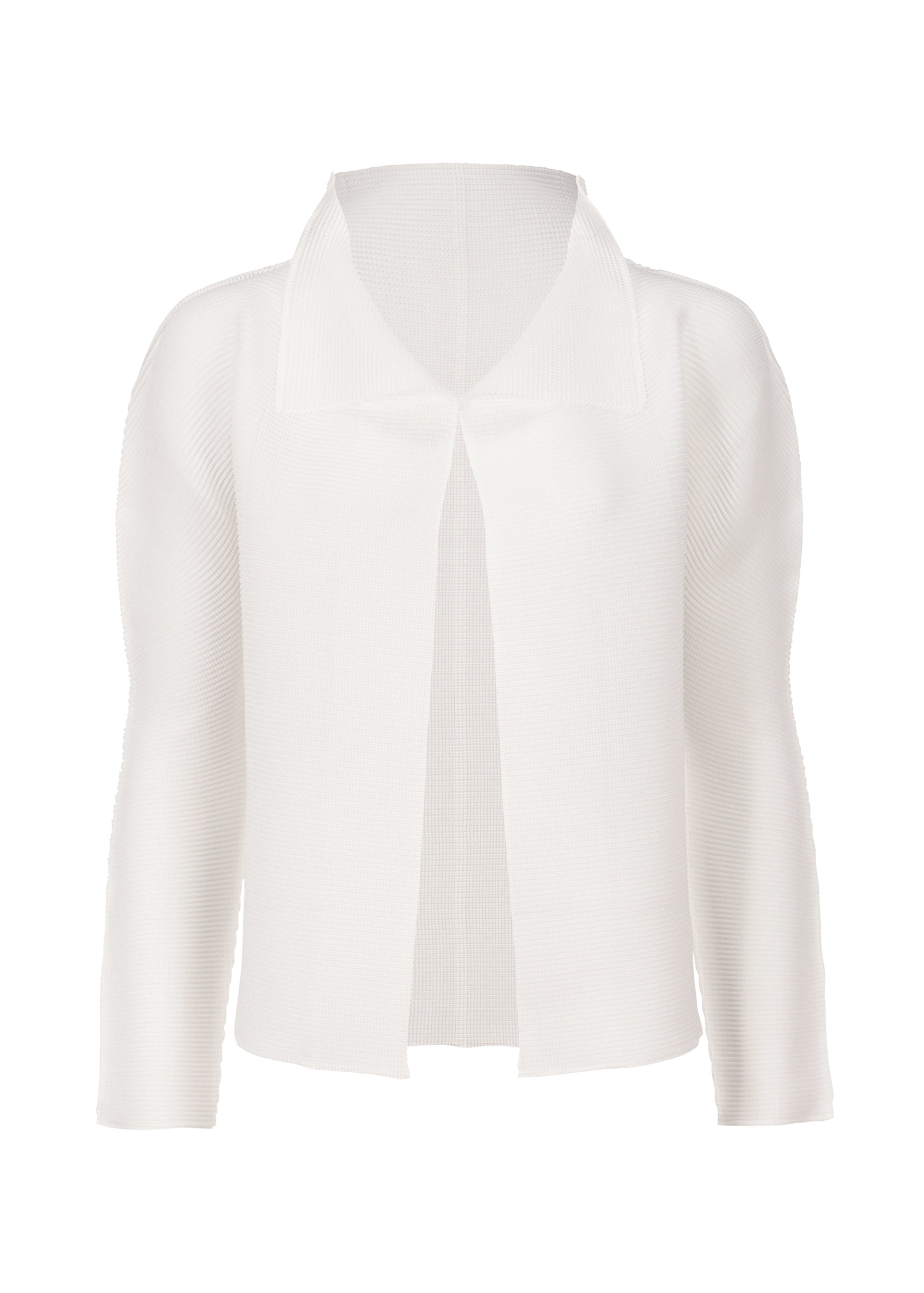 Zoomed view STRETCH PLEATS, Women's Cardigan, White - WHITE （no.01）
