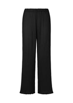 SEE-THROUGH CREPE COLOR wide-leg black pants by me ISSEY MIYAKE, featuring a straight cut, elastic waistband, and lightly textured product-dyed fabric, shown on a plain white background. - BLACK (no.15)