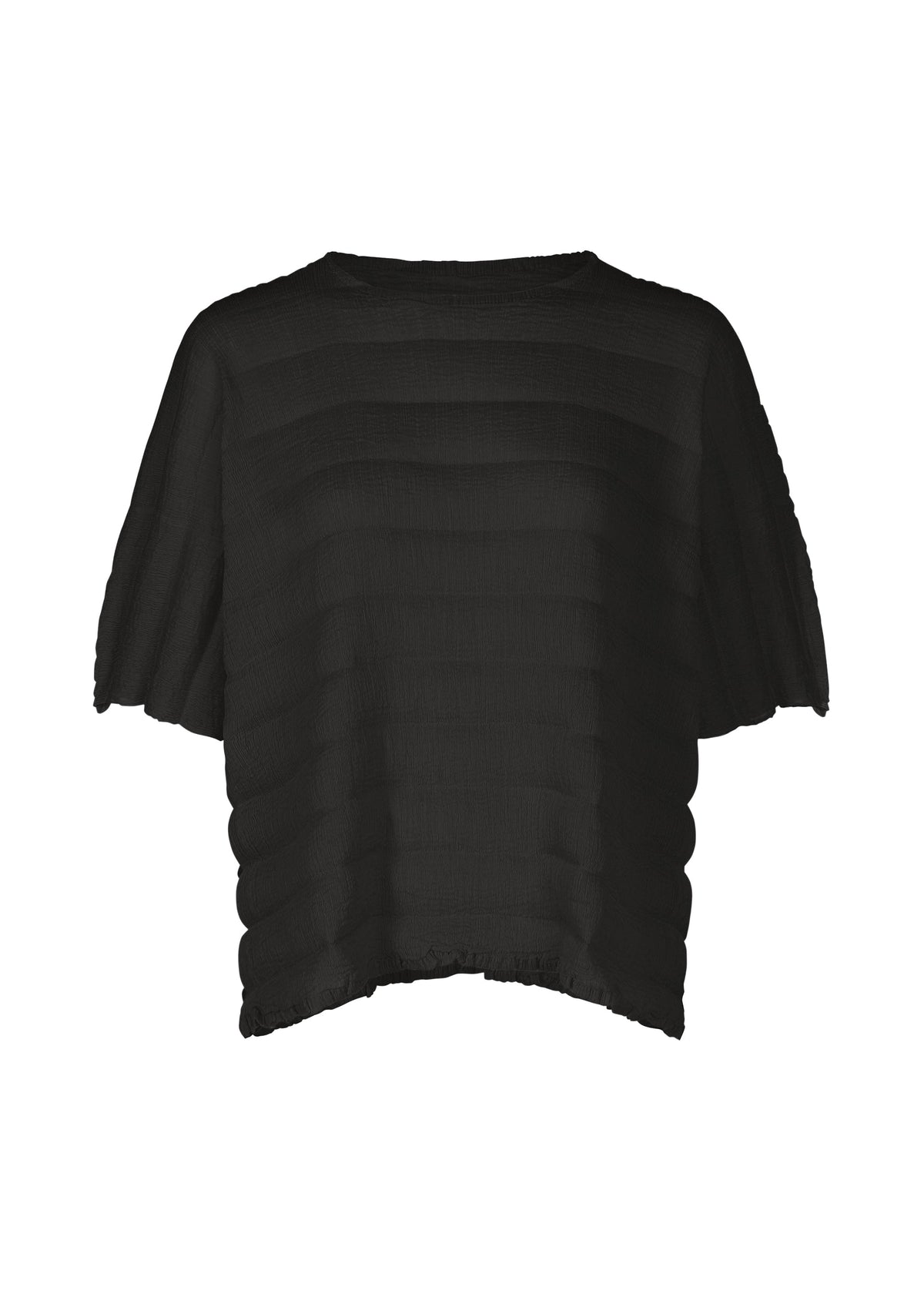 RIPPLE SEE-THROUGH CREPE, Women's Top, Black view 1 of 7