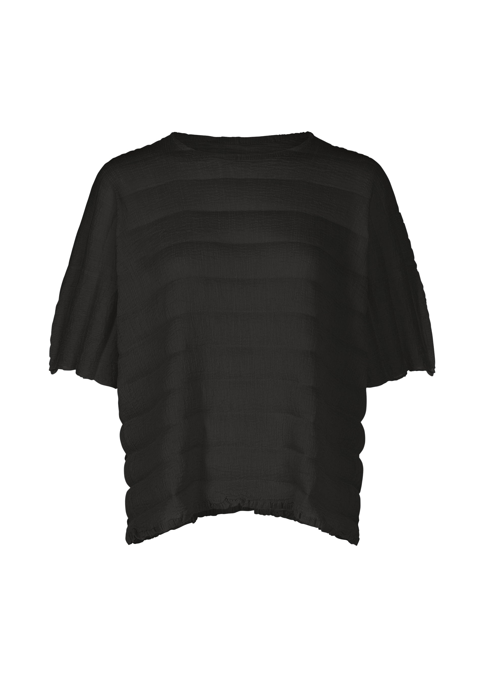 Zoomed view RIPPLE SEE-THROUGH CREPE, Women's Top, Black - BLACK （no.15）