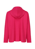 The FINE KNIT PLEATS COLOR 1 hoodie by me ISSEY MIYAKE is a bright pink, lightweight, long-sleeved piece with a relaxed fit and vertical ribbed texture highlighted by fine knit pleats for extra style.