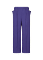 Me ISSEY MIYAKE FINE KNIT PLEATS COLOR 1: Purple wide-leg pants featuring fine knit pleats, an elastic waistband, and side pockets, shown on a white background. - COBALT BLUE （no.74）