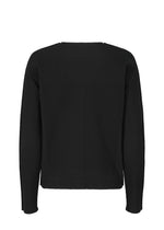 The FINE KNIT PLEATS BLACK long-sleeved top by me ISSEY MIYAKE is shown from the back against a plain white background.