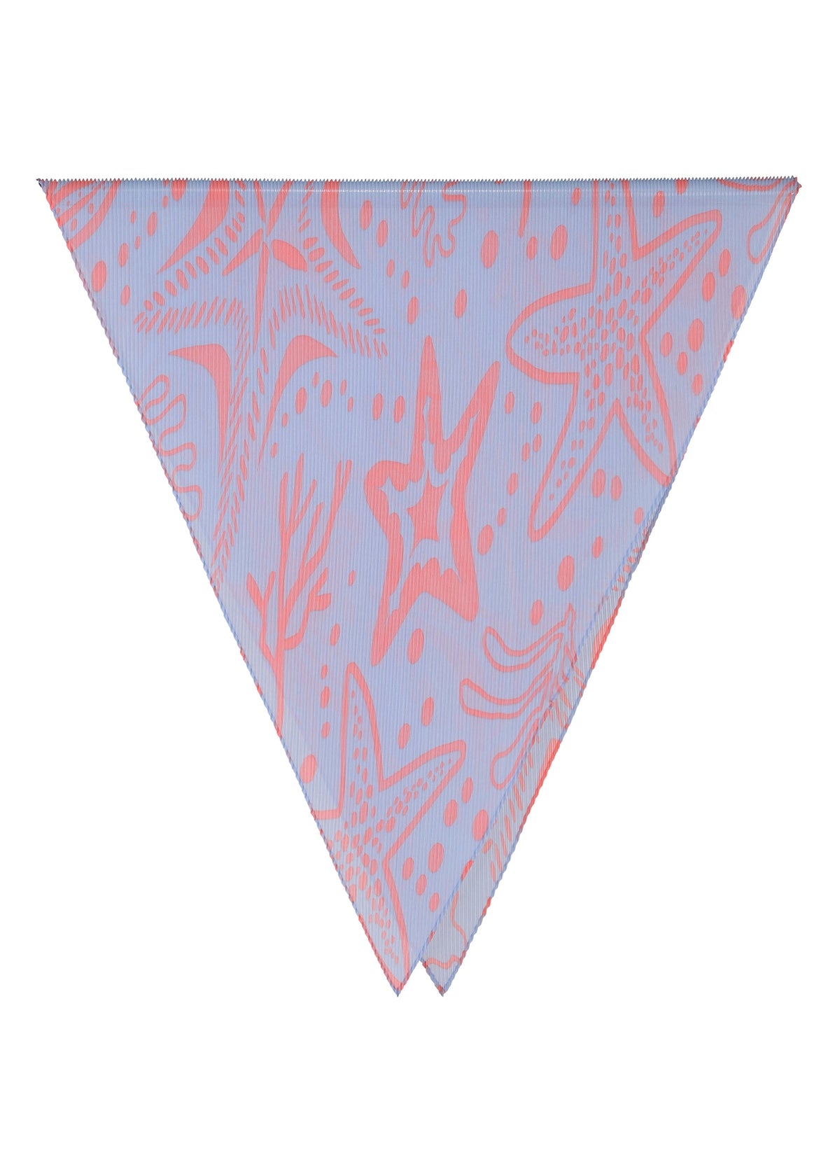 The STARFISH PLEATS STOLE by me ISSEY MIYAKE features a light purple base with coral starfish, seaweed motifs, and playful dots. view 3 of 6