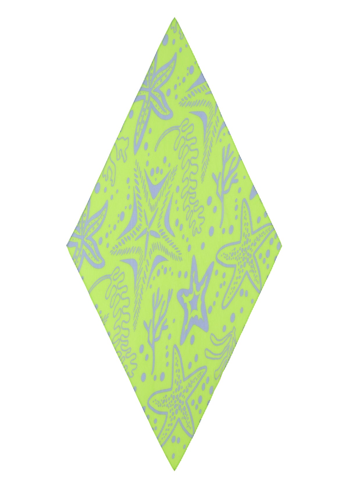 The STARFISH PLEATS STOLE by me ISSEY MIYAKE, featuring a starfish pattern and light blue seaweed motif, is shown at an angle on a white background. view 5 of 6
