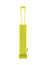 The TRUNK PLEATS BAG 12 by me ISSEY MIYAKE is a vibrant yellow mini tote with accordion-style pleats, two handles, and a small white side tag, shown against a white background. - LIME YELLOW （no.51）