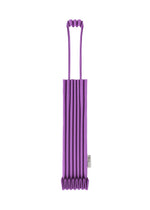 The TRUNK PLEATS BAG 12 by me ISSEY MIYAKE is a vivid purple pleated mini tote, showcased vertically against a white background. The bag features two matching handles and a small tag attached near its right side. - PURPLE （no.81）