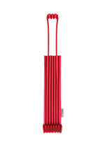 The TRUNK PLEATS BAG 12 by me ISSEY MIYAKE is a vibrant red accordion-style bag with bold pleated sections and two looped handles, shown laid flat against a white background. - CHERRY RED （no.92）