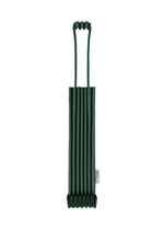 The TRUNK PLEATS BAG 12 by me ISSEY MIYAKE is a rectangular mini tote in dark green with vivid color, showcasing elegant pleating, two looped handles, and a small white tag on the side. It is displayed against a clean white background. - DARK GREEN （no.94）