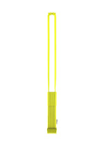 A TRUNK PLEATS BAG 12 by me ISSEY MIYAKE in a bright, vivid color, this accordion-style pleated shoulder bag features a long strap and is displayed against a plain white background. - LIME YELLOW （no.51）