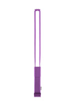 A vibrant purple me ISSEY MIYAKE TRUNK PLEATS BAG 12, featuring accordion folds and matching long handles, hangs vertically against a white background. - PURPLE （no.81）