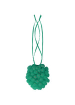 The FRUITS POUCH by me ISSEY MIYAKE is a green, circular handbag inspired by fruit, with a petal-like bubble design and two thin strap handles for a playful yet stylish look. - WATERMELON （no.98）