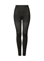 The FIT INNER by me ISSEY MIYAKE are high-waisted, black, full-length sheer innerwear leggings with moisture-wicking properties, shown against a white background. - BLACK （no.15）