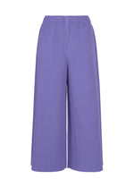 The FINE KNIT PLEATS COLOR 2 pants by me ISSEY MIYAKE are high-waisted, wide-leg lavender trousers made from a finely knit fabric with a pleated texture, cropped at the ankles and displayed against a white background. - PURPLE （no.81）