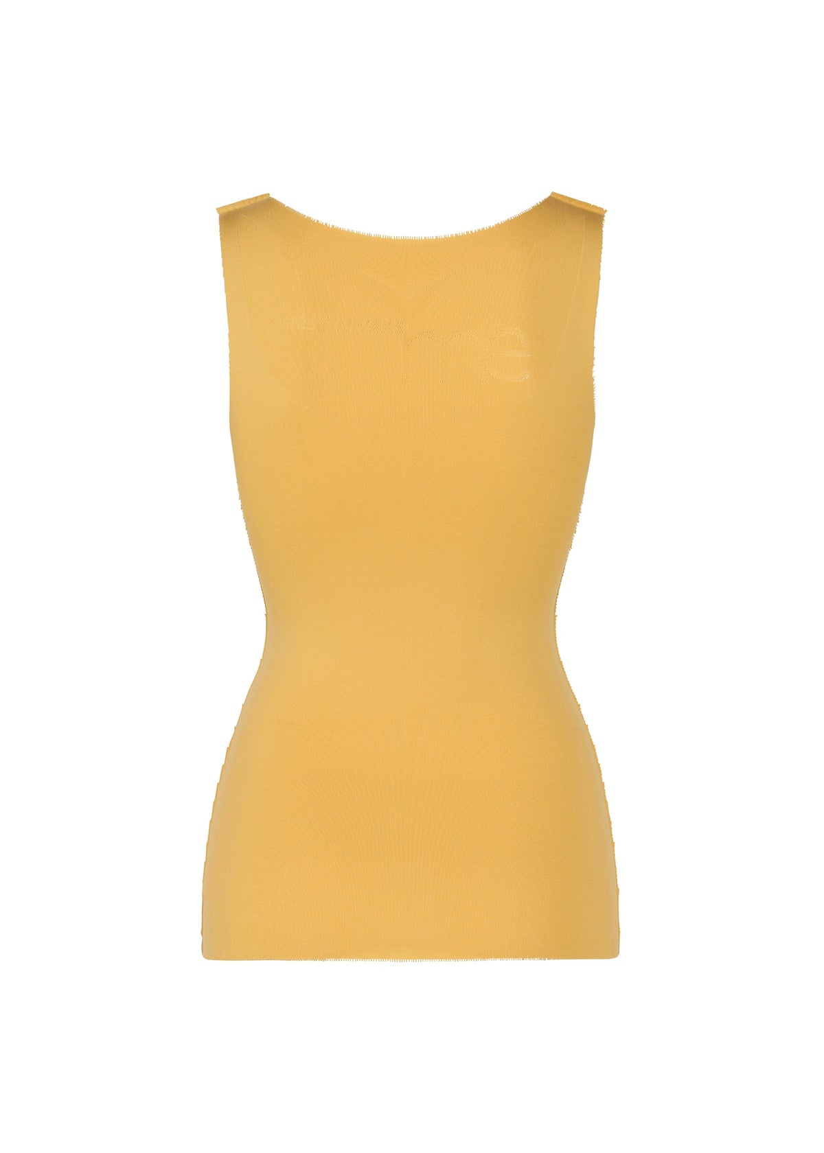 The FIT INNER COLOR by me ISSEY MIYAKE is a yellow, sleeveless, form-fitting tank top with a smooth stretch texture, shown against a plain white background. view 3 of 3