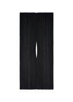 The BASIC MADAME-T SMALL by PLEATS PLEASE ISSEY MIYAKE is a rectangular black pleated stole with a central vertical slit, shown flat against a white background. - BLACK   (no.15)