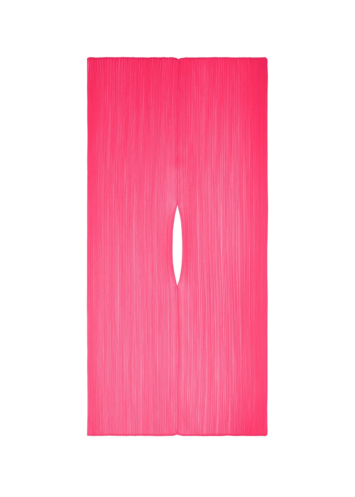 Zoomed view A bright pink COLORFUL MADAME-T SMALL stole featuring vertical pleats and a central vertical slit. - HOT PINK （no.20）