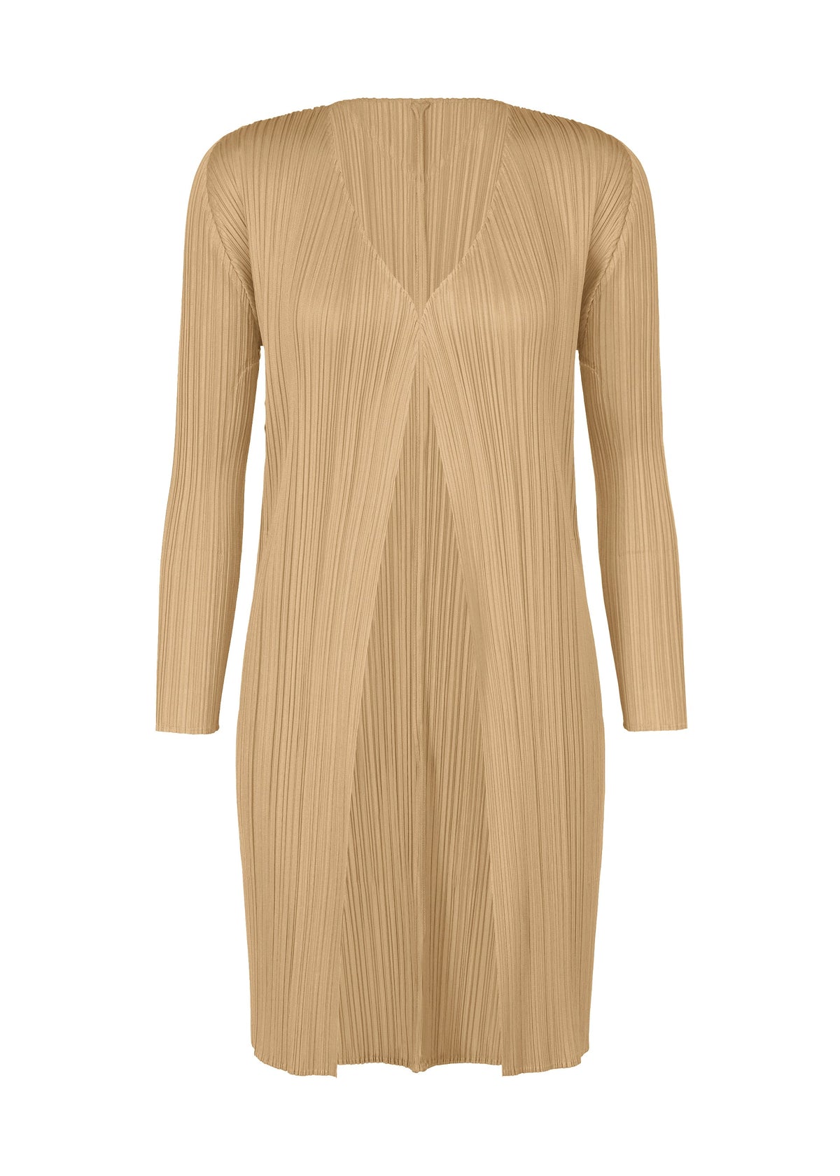 Beige PLEATS PLEASE ISSEY MIYAKE NEW COLORFUL BASICS 5 V-neck long-sleeved tunic in an easy-to-wear pleated texture. view 3 of 10