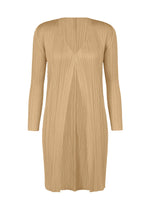 Beige PLEATS PLEASE ISSEY MIYAKE NEW COLORFUL BASICS 5 V-neck long-sleeved tunic in an easy-to-wear pleated texture. - LIGHT BEIGE （no.40）
