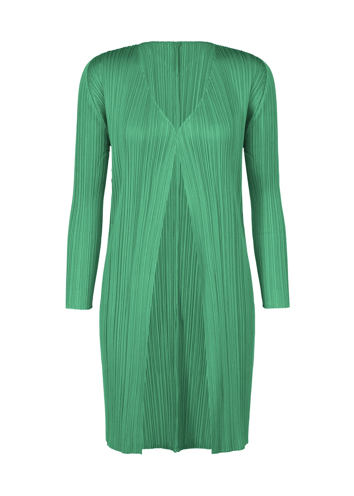 Zoomed view Bright green, long-sleeved, pleated V-neck NEW COLORFUL BASICS 5 tunic top in an easy-to-wear, brightly colored design. - TURQUOISE GREEN （no.66）