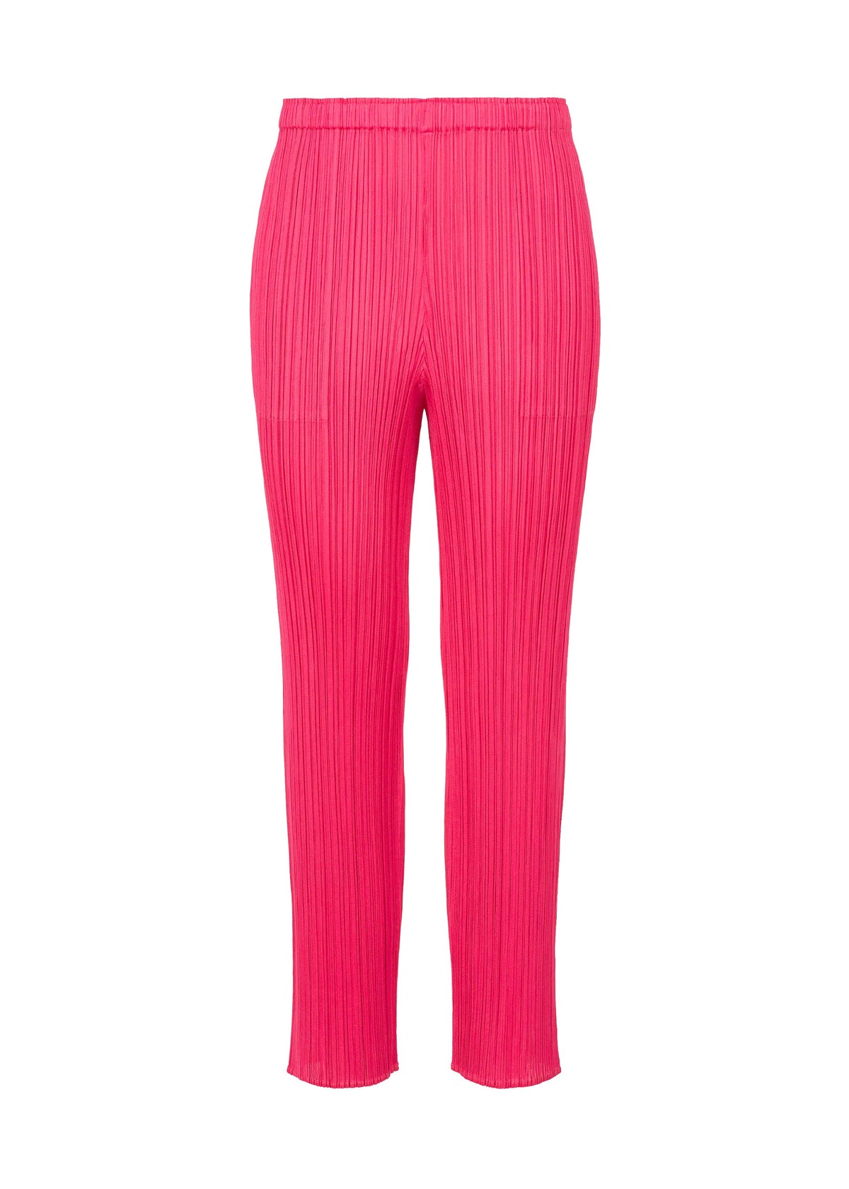 Brightly colored hot pink NEW COLORFUL BASICS 5 cropped trousers featuring vertical pleats and an easy-to-wear elastic waistband. view 1 of 10