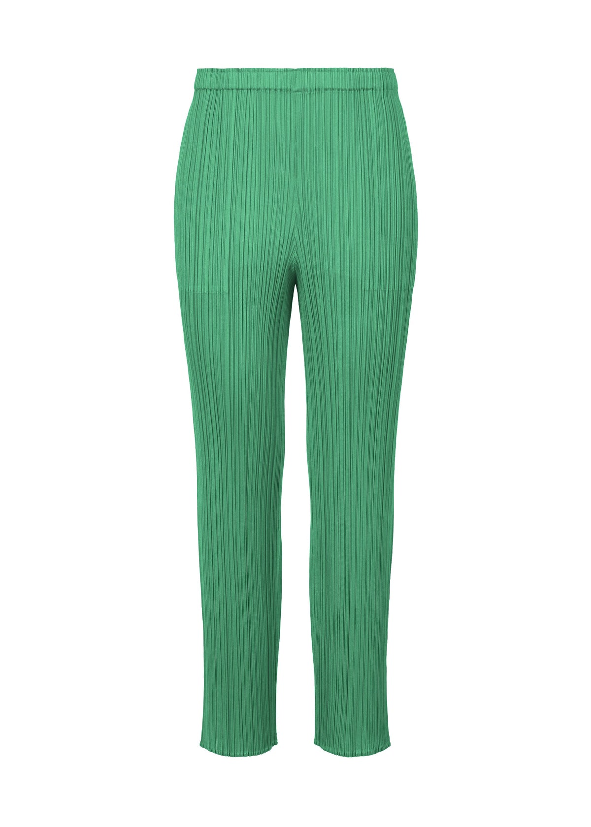 Bright green PLEATS PLEASE ISSEY MIYAKE NEW COLORFUL BASICS 5 straight pants with vertical pleats and an elastic waistband for an easy-to-wear fit. view 4 of 10