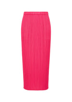 NEW COLORFUL BASICS 5 fuchsia midi skirt with vertical accordion pleats, an elastic waistband, and convenient pockets by PLEATS PLEASE ISSEY MIYAKE. - HOT PINK （no.20）