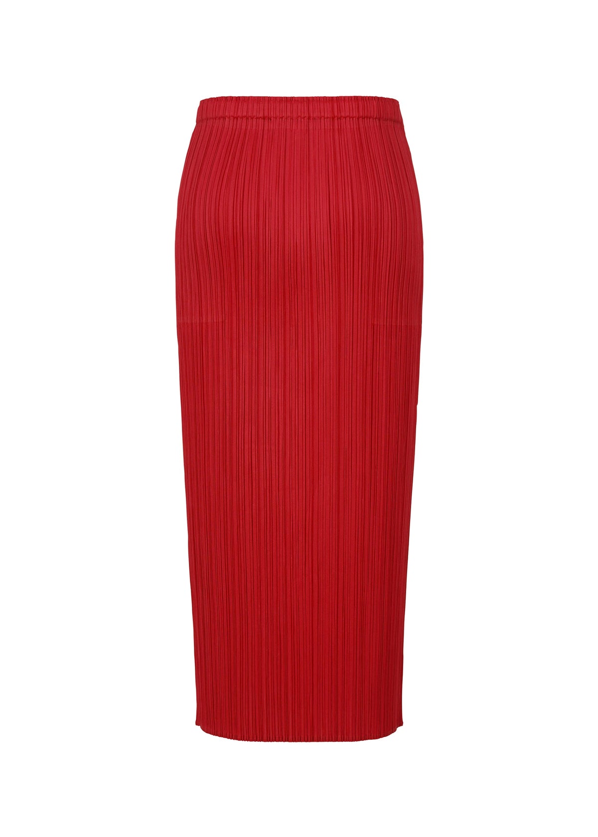 Red NEW COLORFUL BASICS 5 midi skirt by PLEATS PLEASE ISSEY MIYAKE in a brightly colored, vertical pleated texture with an easy-to-style elasticated waistband. view 6 of 10