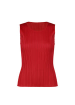 Bright red NEW COLORFUL BASICS 5 sleeveless top by PLEATS PLEASE ISSEY MIYAKE featuring a round neckline and vertical pleats. - RED （no.24）