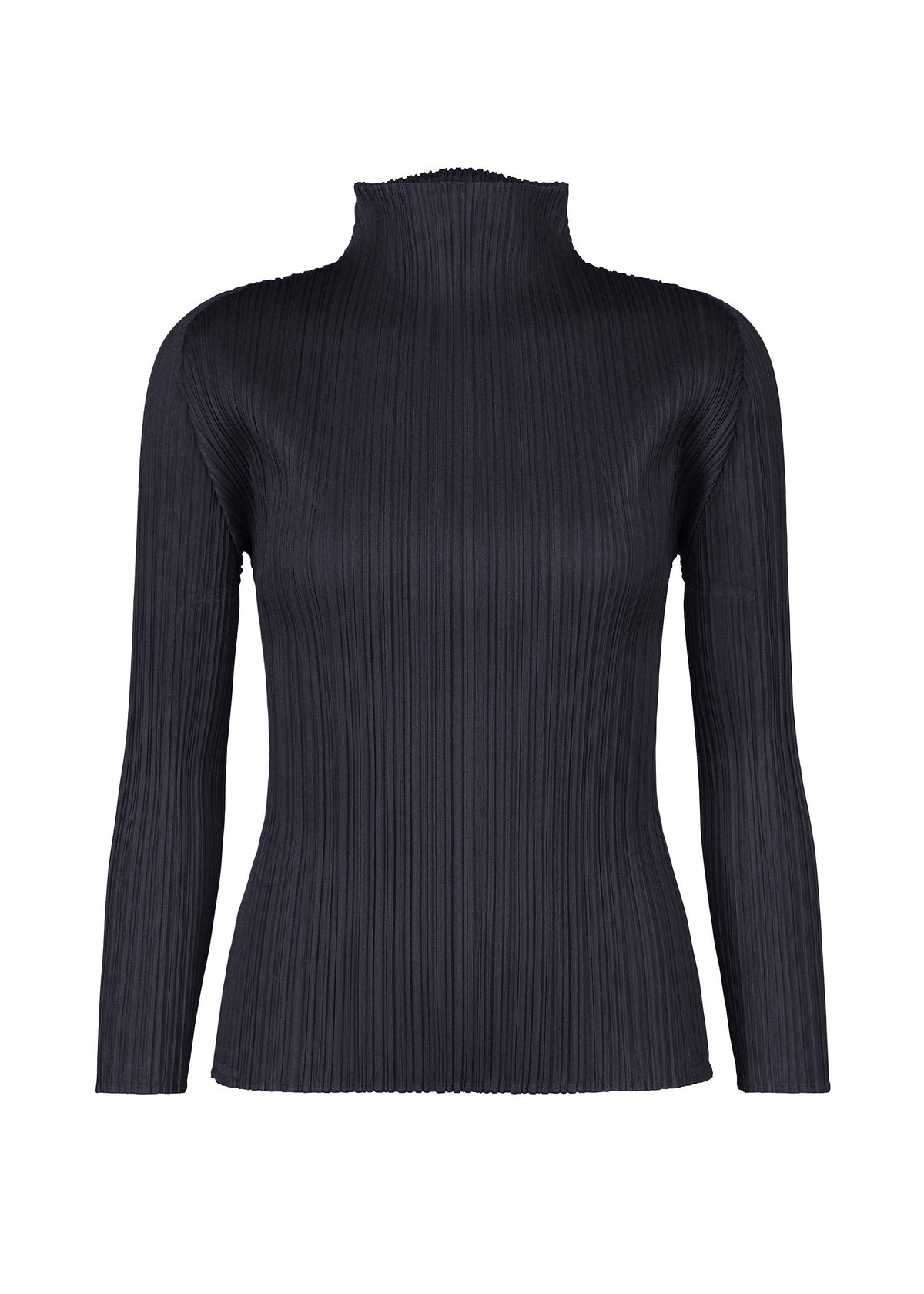 Zoomed view Black NEW COLORFUL BASICS 5 long-sleeve, high-neck top with vertical pleats by PLEATS PLEASE ISSEY MIYAKE. - NAVY （no.75）