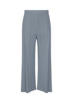 Light blue mid-weight pleated wide-leg pants with pockets and an elastic waistband from PLEATS PLEASE ISSEY MIYAKE, MONTHLY COLORS : DECEMBER collection, shown against a white background. - STEEL BLUE （no.74）