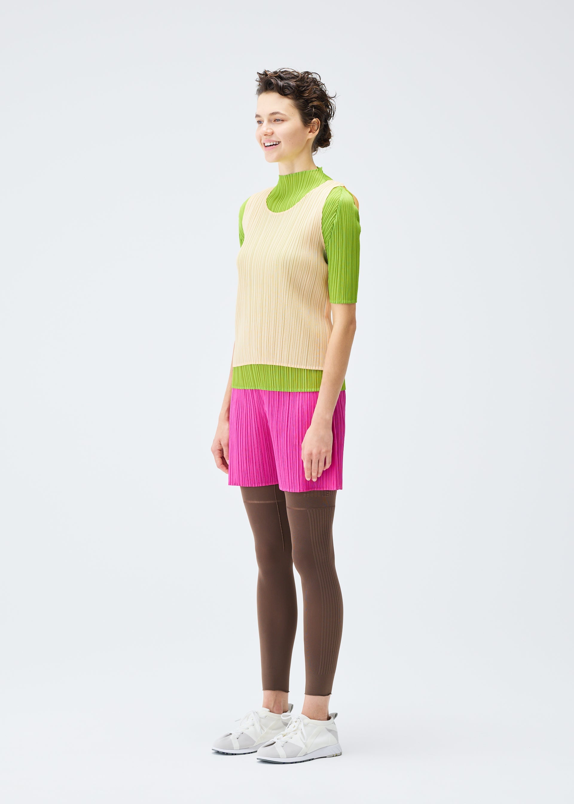 PLEATS PLEASE ISSEY MIYAKE◆長袖ブラウス/3/ポリエステル/ORN/無地/PP81-JD144 PLEATS PLEASE ISSEY MIYAKE(プリーツプリーズイッセイミヤケ