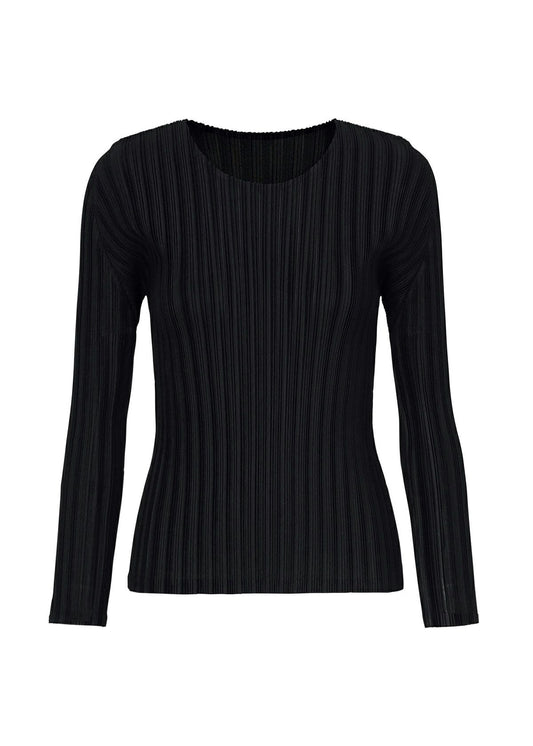 RIB PLEATS BASICS, Women's Tops, Black Shirt