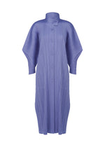 The SKYLINE dress from PLEATS PLEASE ISSEY MIYAKE features elegant dolman sleeves and a blue design on a white background for a modern touch. - STEEL BLUE （no.74）