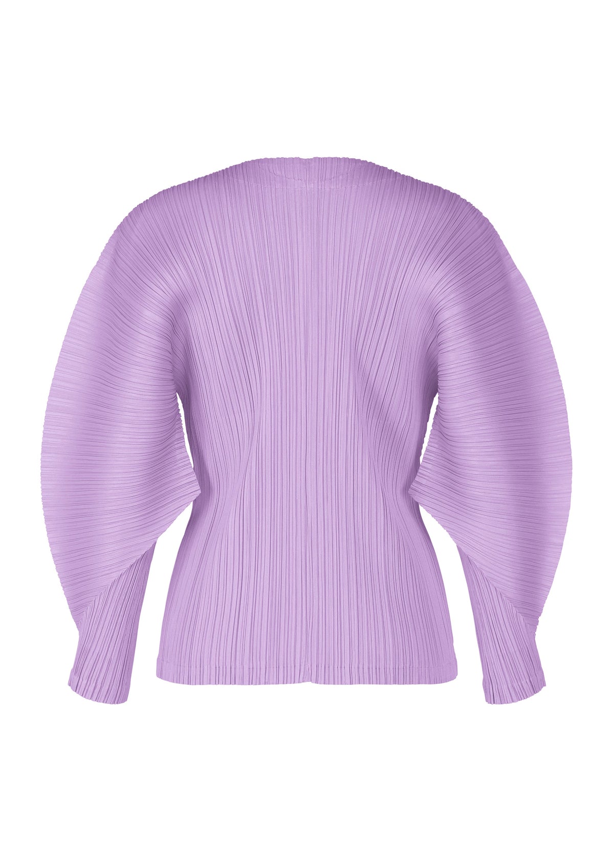 The MONTHLY COLORS : APRIL top by PLEATS PLEASE ISSEY MIYAKE features lavender pleats, voluminous dolman sleeves, and a fitted waist, displayed against a plain white background. view 6 of 11