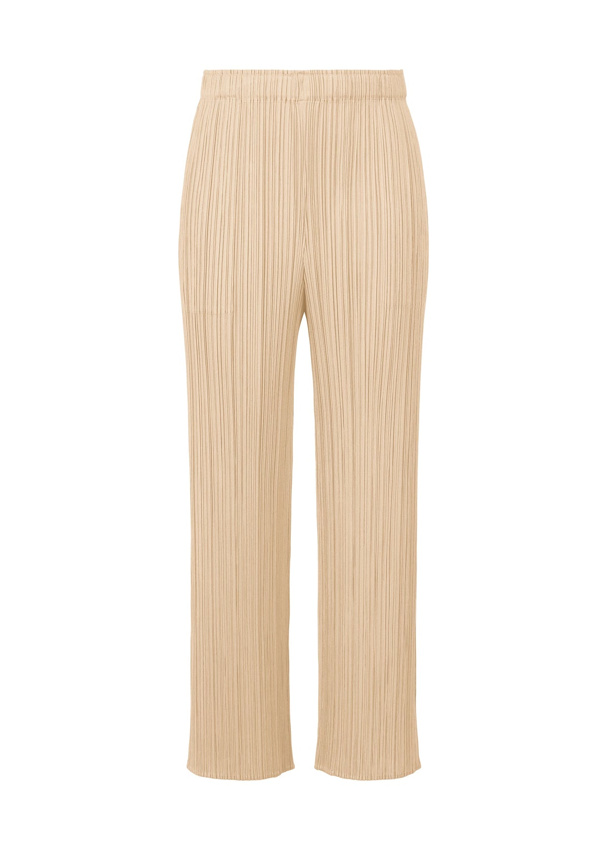 MONTHLY COLORS : MAY by PLEATS PLEASE ISSEY MIYAKE—beige pleated wide-leg pants with an elastic waistband, ideal for summer style, shown on a plain white background. view 2 of 11