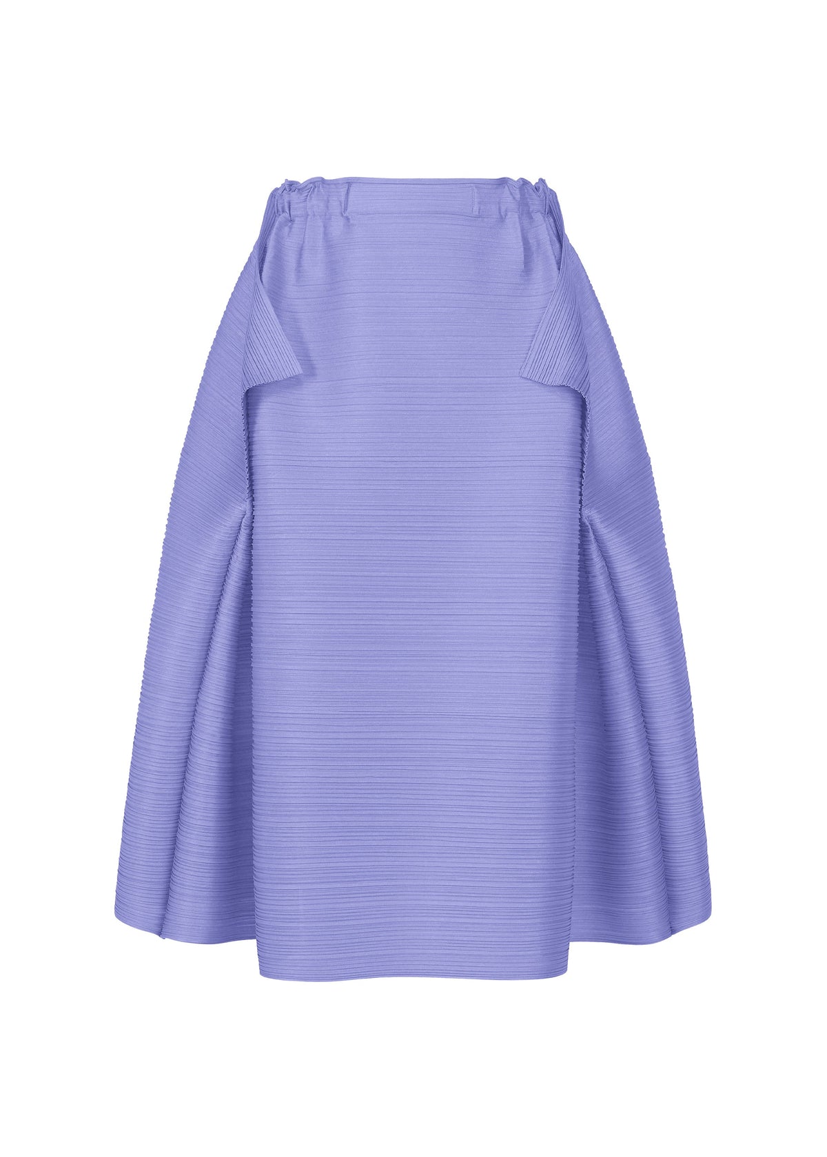 The BOUNCY BASKET skirt by PLEATS PLEASE ISSEY MIYAKE features light purple pleats, a knee-length basket silhouette, and flared side panels—an elevated statement for your women's fashion wardrobe. view 3 of 9