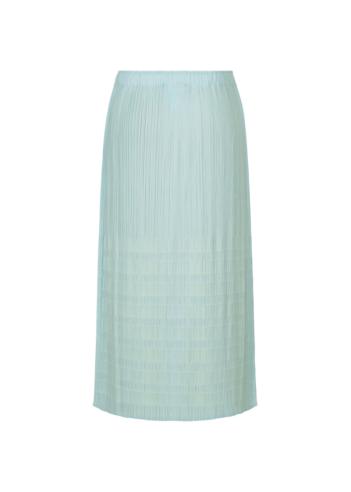 BUMPY BASKET by PLEATS PLEASE ISSEY MIYAKE: a light blue, knee-length pleated skirt with pockets and an elastic waistband, shown on a plain white background. view 4 of 8
