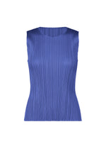 MONTHLY COLORS : MAY by PLEATS PLEASE ISSEY MIYAKE: A sleeveless royal blue tank top with pleats and a round neckline. Subtle color gradations add chic flair, shown on a plain white background—perfect for summer. - BLUE (no.72)