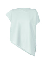 The PLEATS PLEASE ISSEY MIYAKE A-POC SEA GLASS is a light blue, short-sleeved top with asymmetrical shapes and a loose fit in textured fabric, shown against a plain white background. - LIGHT BLUE (no.70)