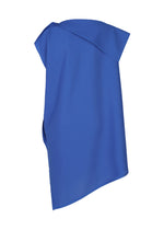 The PLEATS PLEASE ISSEY MIYAKE A-POC SEA GLASS is a blue, asymmetrical tunic with a unique draped design, reminiscent of sea glass, shown against a white background.