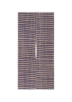 BASKET MADAME-T by PLEATS PLEASE ISSEY MIYAKE is a rectangular textile featuring dark blue block checks on light beige, with a central vertical slit and basket-inspired design shown against a white background. - NAVY （no.75）
