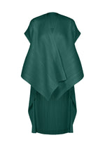 PLEATS PLEASE ISSEY MIYAKE COCOON dark green sleeveless top with sharp vertical pleats and an asymmetrical, layered wrap-style front creating a striking silhouette. - BLUE GREEN （no.64）