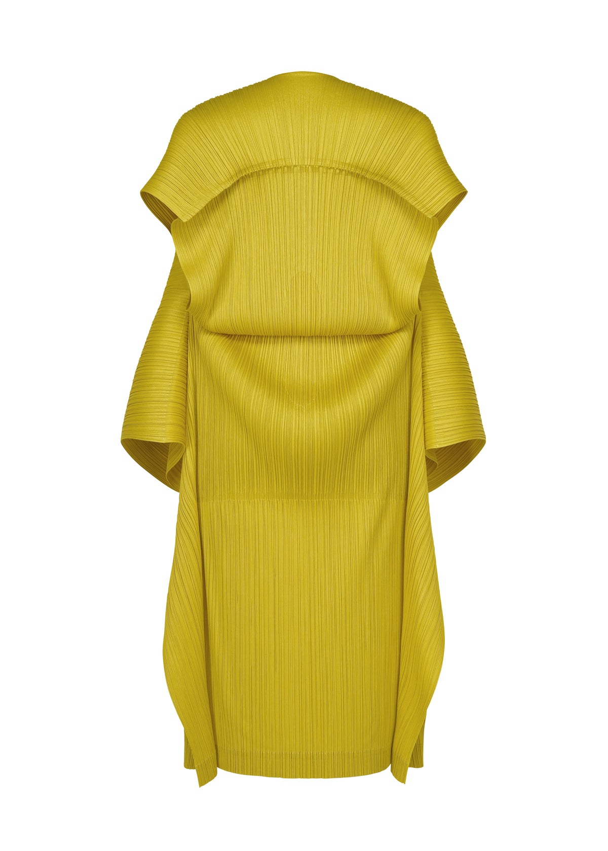 PLEATS PLEASE ISSEY MIYAKE COCOON chartreuse pleated tunic with a striking, cocoon-like silhouette and French sleeves. view 4 of 6
